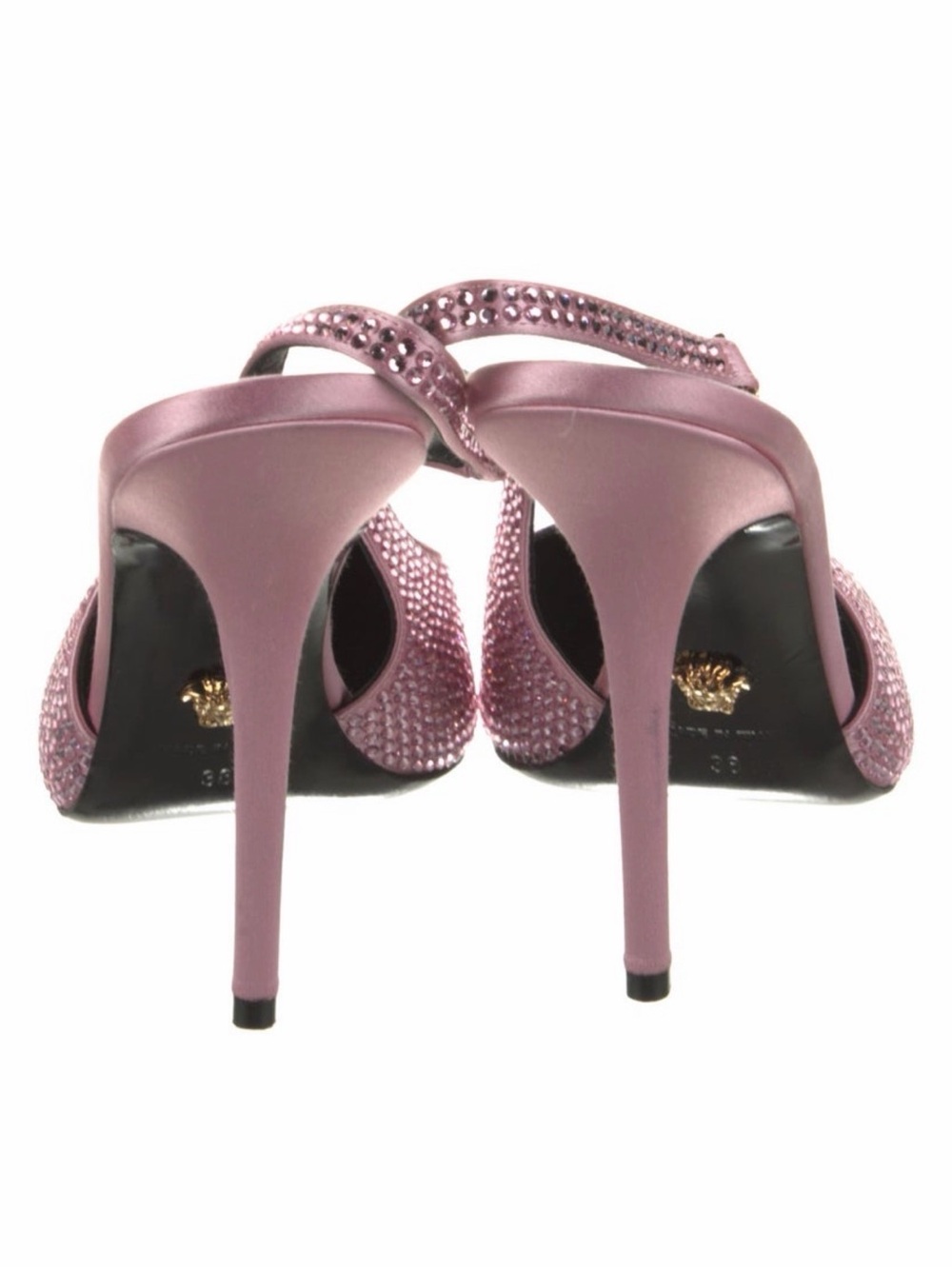 Versace Blush Pink Crystal Slingback Stiletto Heel - Picture 3 of 4